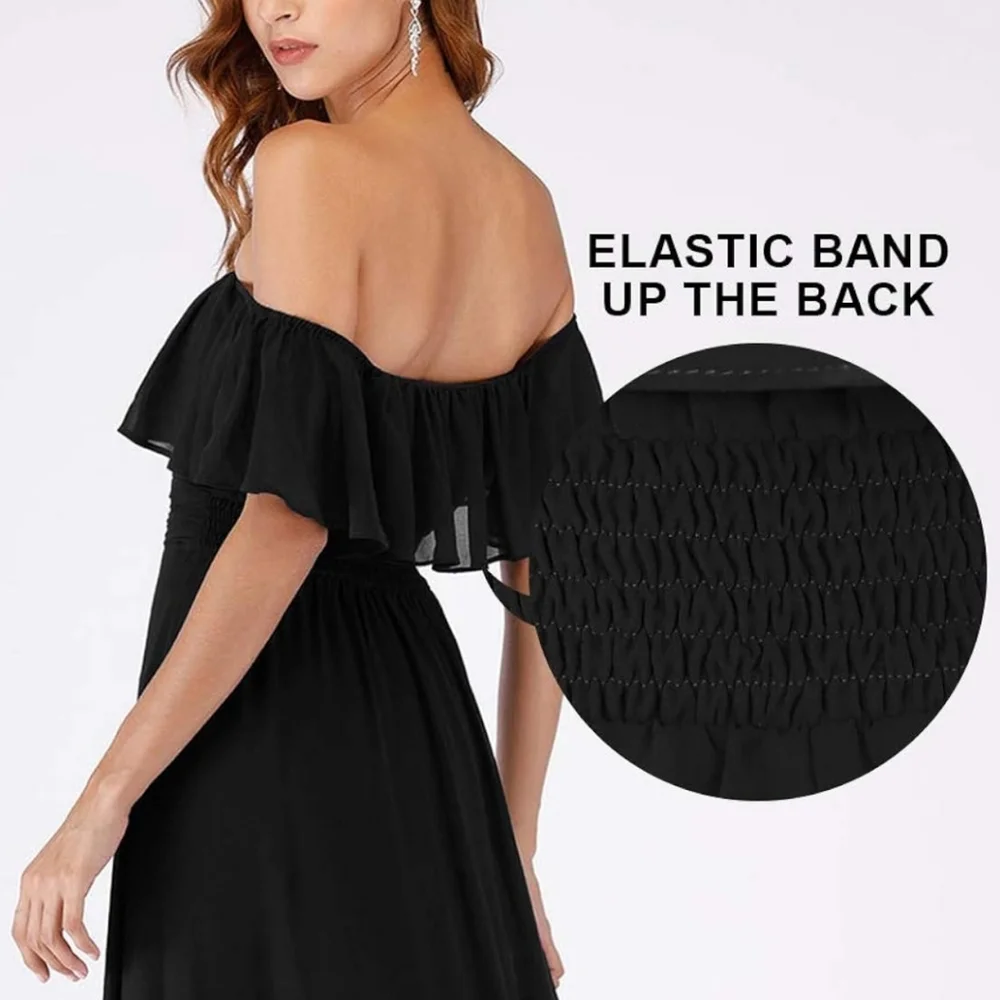 Elegant Black Off-Shoulder Maxi Dress - Picture 3 of 5
